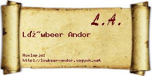 Löwbeer Andor névjegykártya